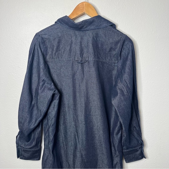 COS Dark Indigo Western Long Sleeve Button Down Denim Midi Shirt Dress - Picture 5 of 9